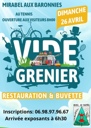 Affiche événement vide grenier illustratif coloré